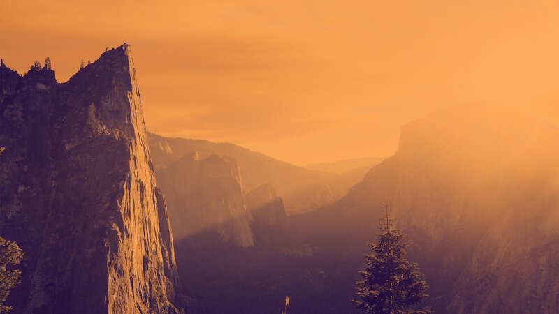 Yosemite Cliffs at Sunset