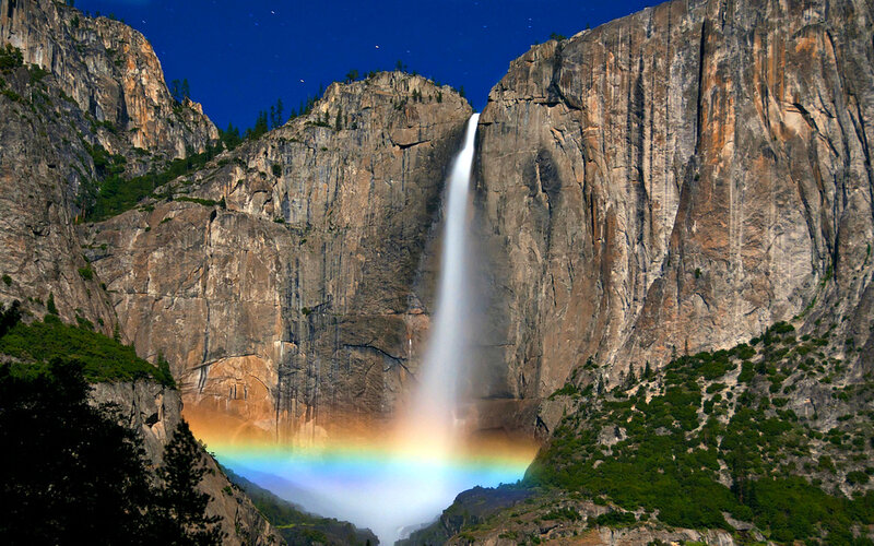Yosemite Falls at Night — Blue, Dramatic