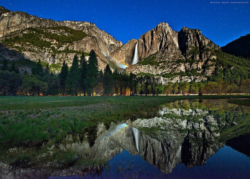 Yosemite Falls at Night — Blue, Serene, Photograph