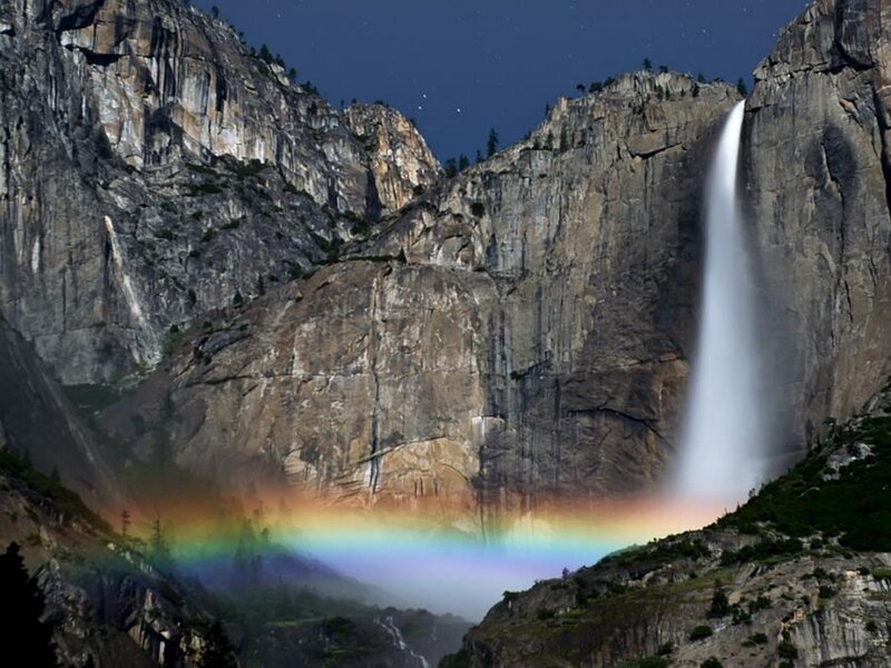 Yosemite Falls at Night — Blue, Serene