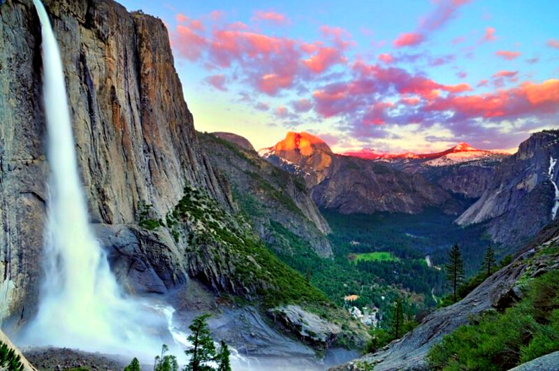 Yosemite Falls at Sunset — Blue