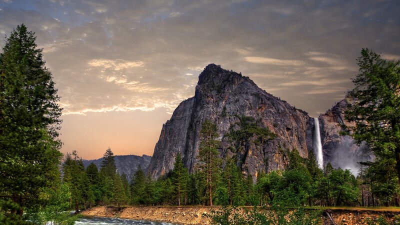 Yosemite Falls at Sunset — Green