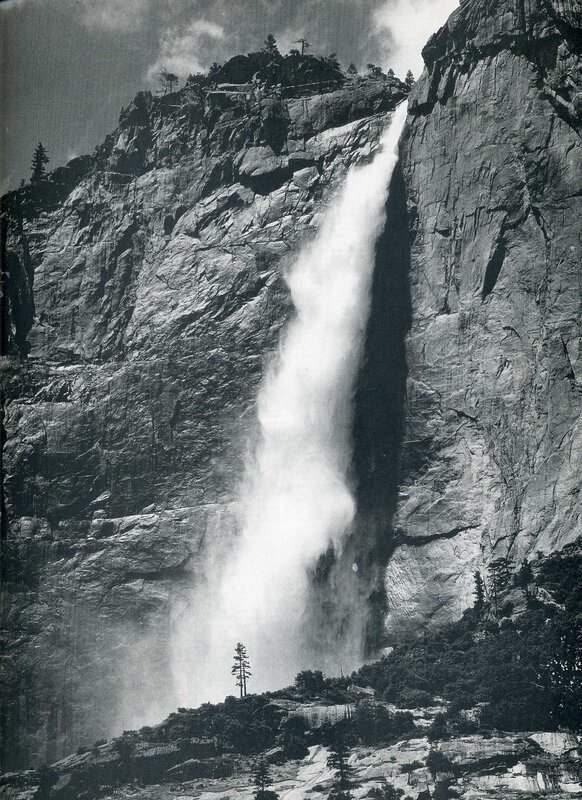 Yosemite Falls in black and white