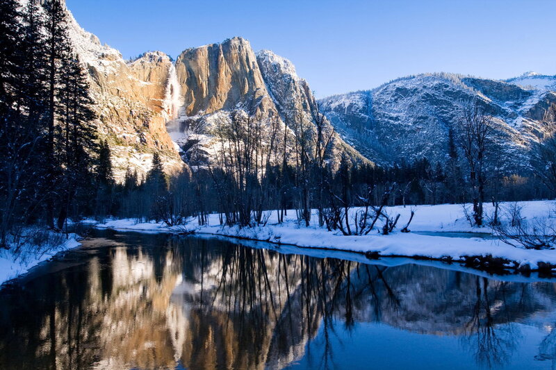 Yosemite Falls in Winter — Blue, Serene