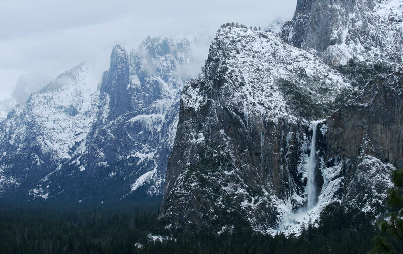 Yosemite Falls in Winter — Gray