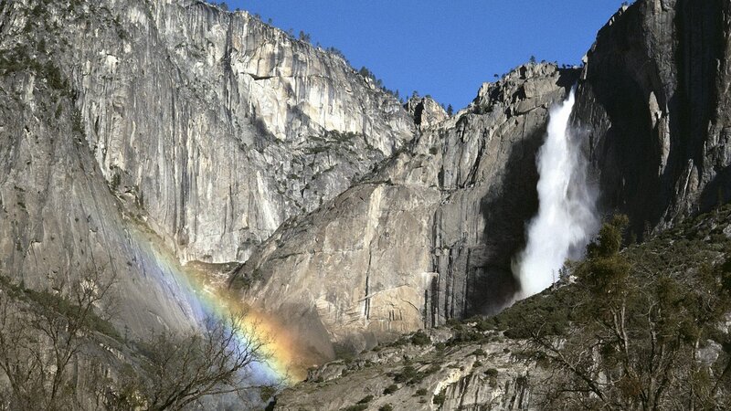 Yosemite Falls Rainbow — Blue, Dramatic