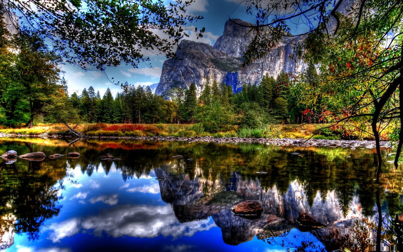 Yosemite Falls Reflection — Blue, Serene