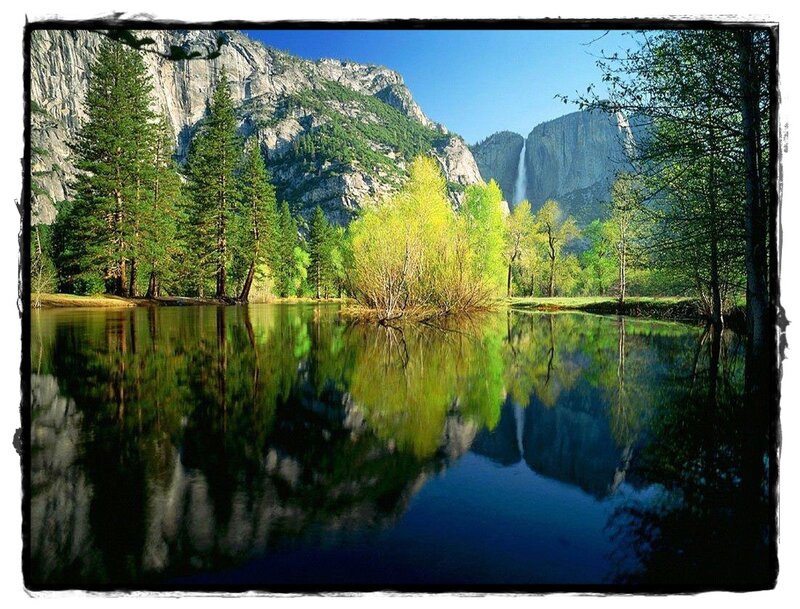 Yosemite Falls Reflection — Green, Serene, Spring