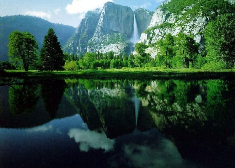 Yosemite Falls Reflection — Green, Serene