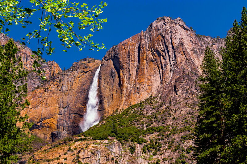 Yosemite Falls Waterfall — Blue, Dramatic, Afternoon