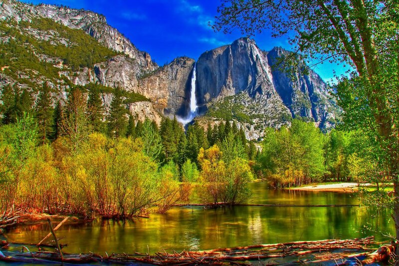 Yosemite Falls Waterfall — Blue, Serene