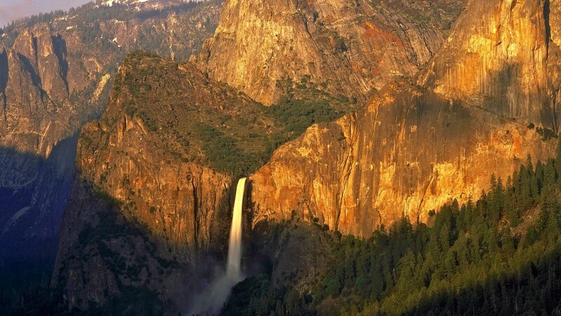 Yosemite Falls Waterfall — Brown, Dramatic