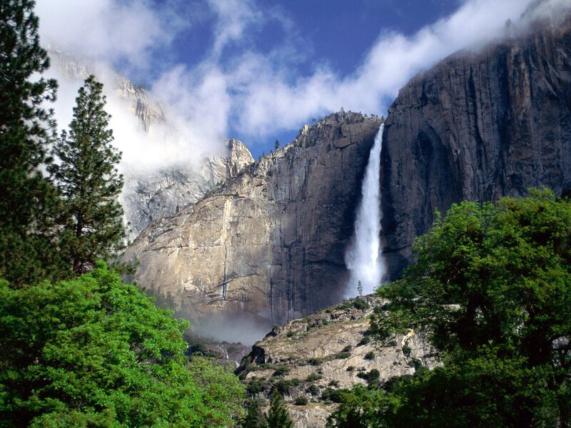 Yosemite Falls Waterfall — Green, Dramatic, Afternoon
