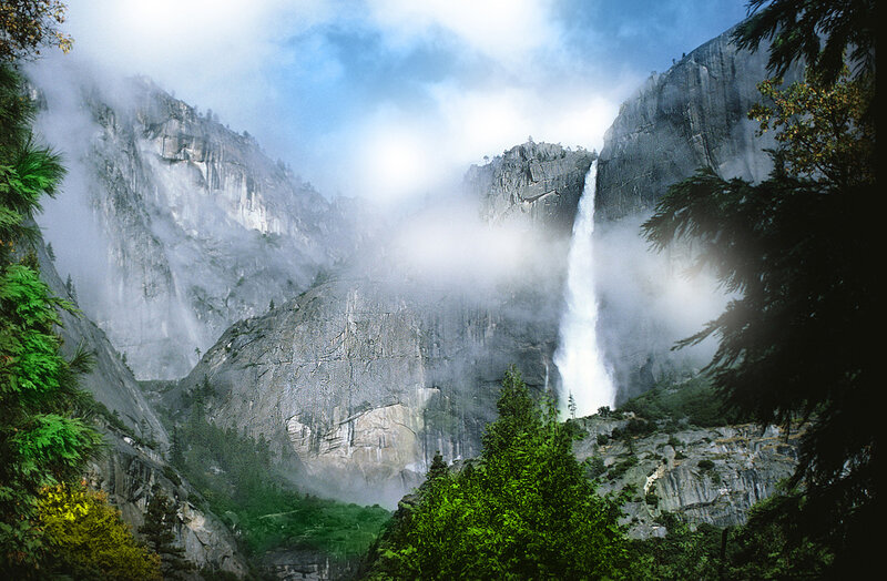 Yosemite Falls Waterfall — Green, Dramatic, Morning