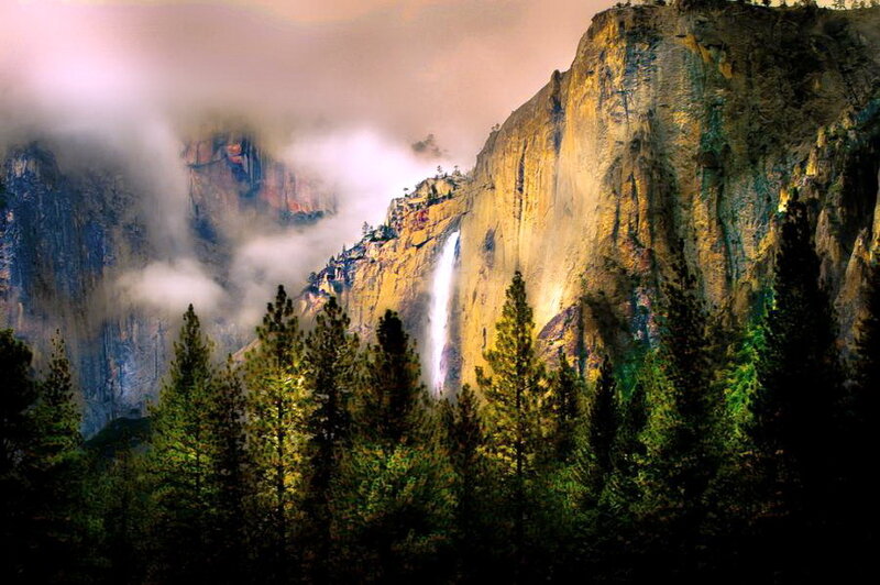 Yosemite Falls Waterfall — Green, Dramatic