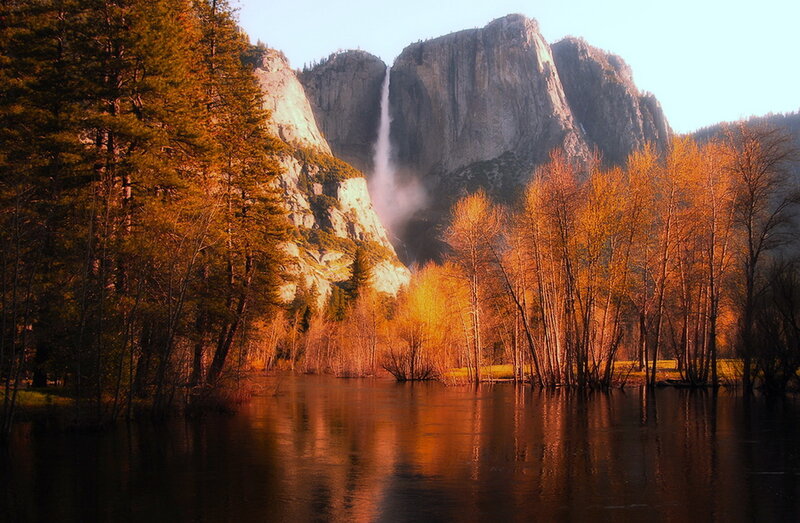 Yosemite Falls Waterfall — Orange