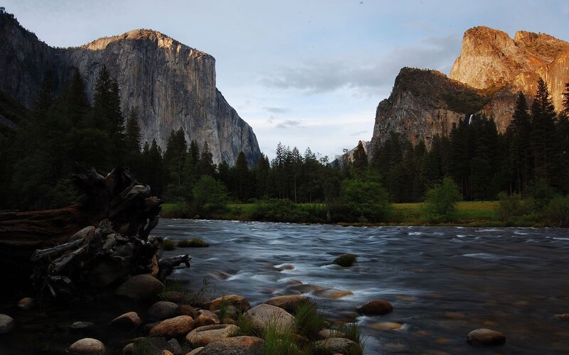 Yosemite river at dusk