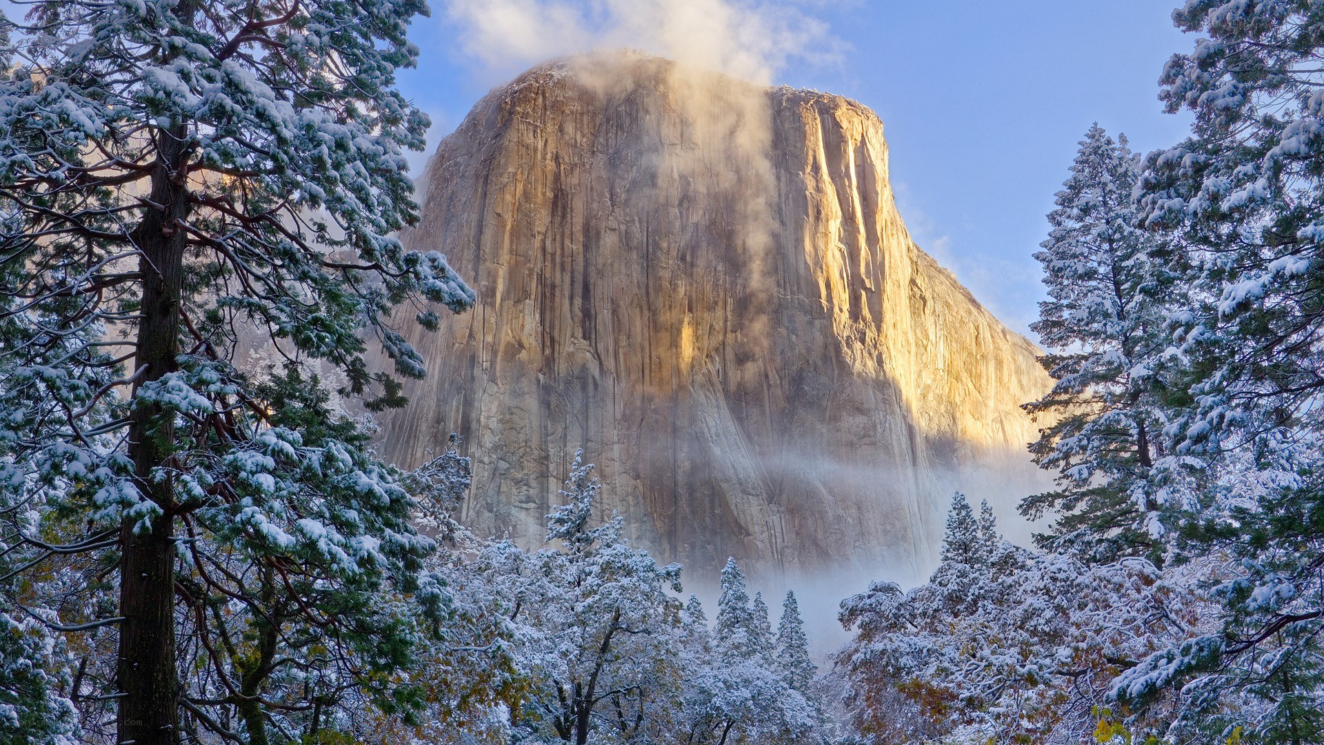 Yosemite's El Capitan in winter
