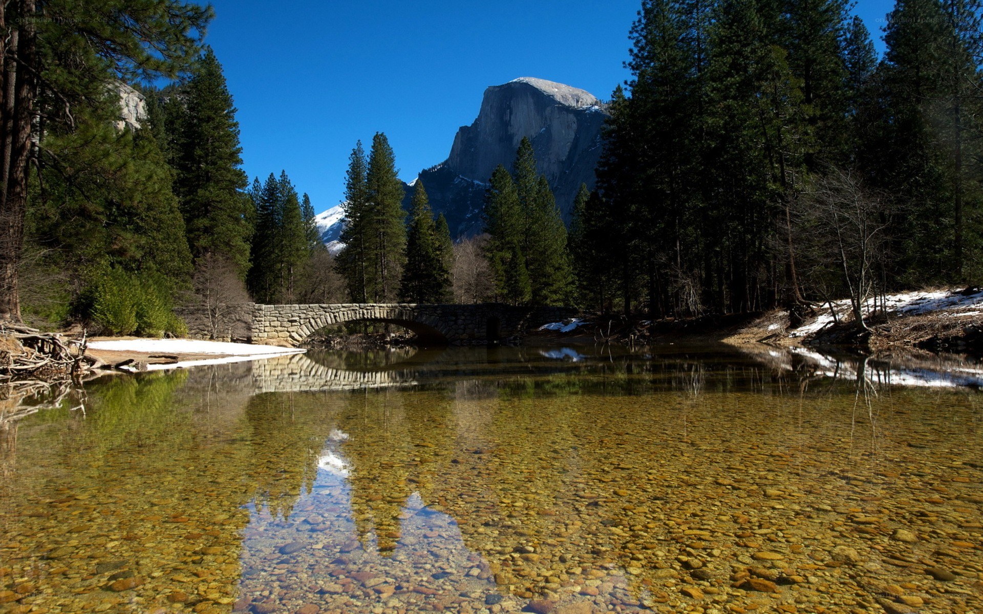 Yosemite's Half Dome and bridge