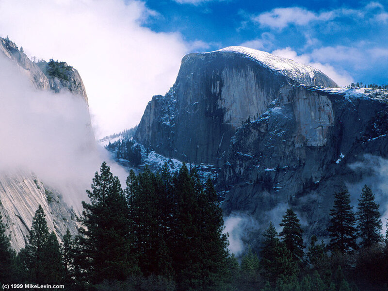 Yosemite's Half Dome in fog