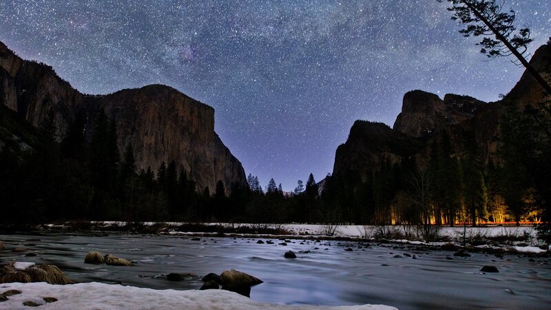 Yosemite Valley at Night — Blue
