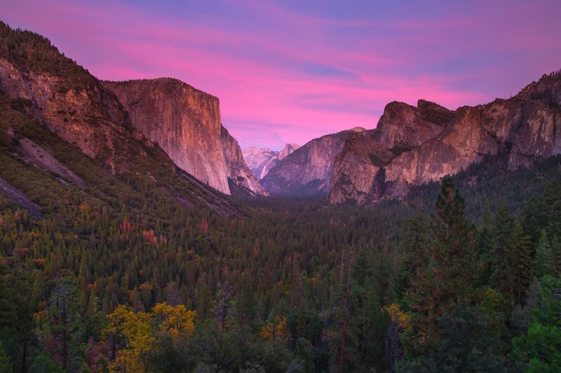 Yosemite Valley at Sunset — Pink, Serene