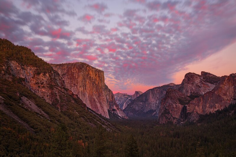 Yosemite Valley at Sunset — Pink