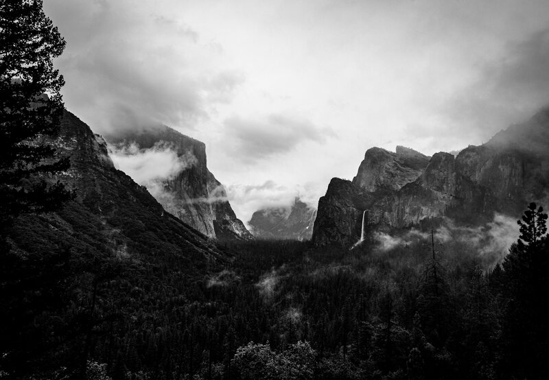 Yosemite Valley Landscape — Black, Dramatic, Photograph