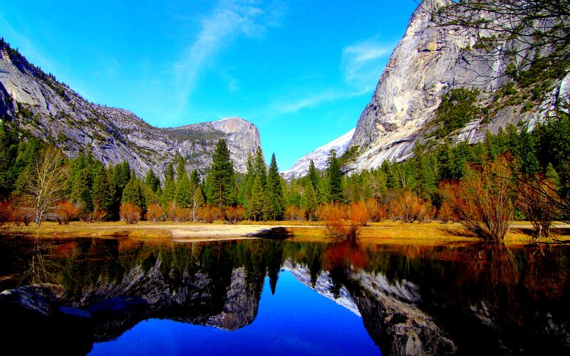 Yosemite Valley Landscape — Blue, Serene, Autumn