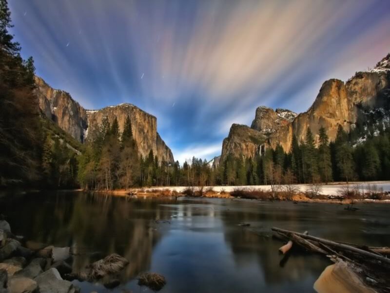 Yosemite Valley Landscape — Blue, Serene, Night
