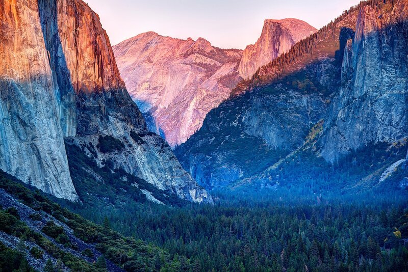 Yosemite Valley Landscape — Blue, Serene, Sunset, Photograph, Mountains