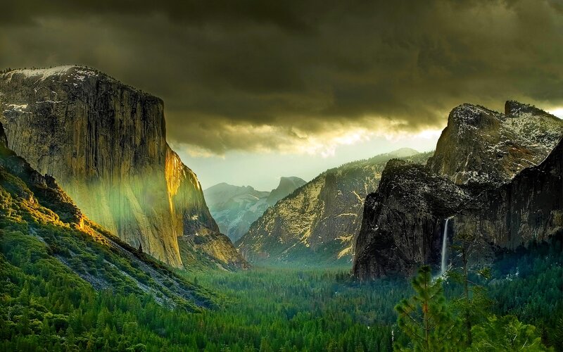 Yosemite Valley Landscape — Green, Dramatic, Afternoon