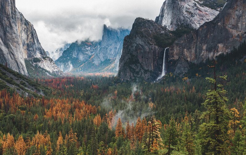 Yosemite Valley Landscape — Green, Dramatic, Autumn
