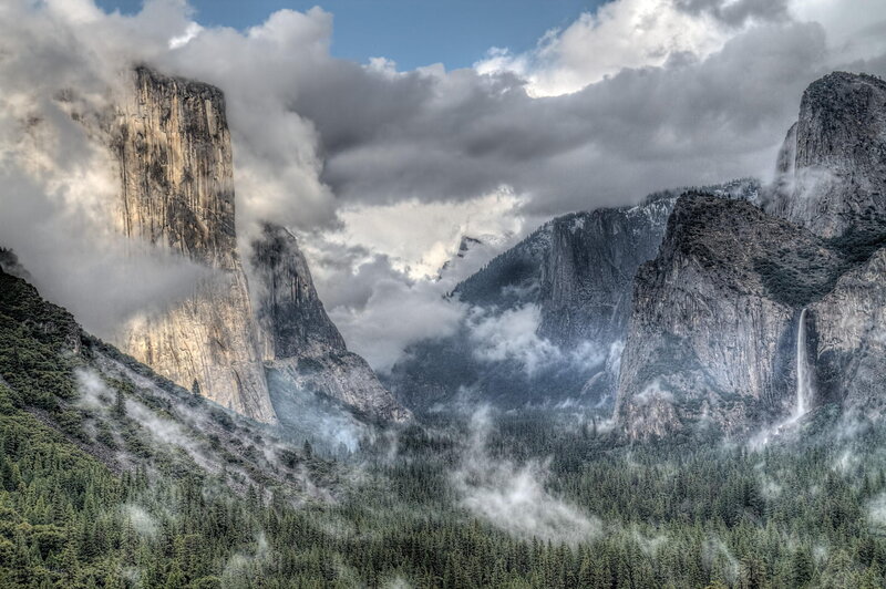 Yosemite Valley Landscape — Green, Dramatic, Morning