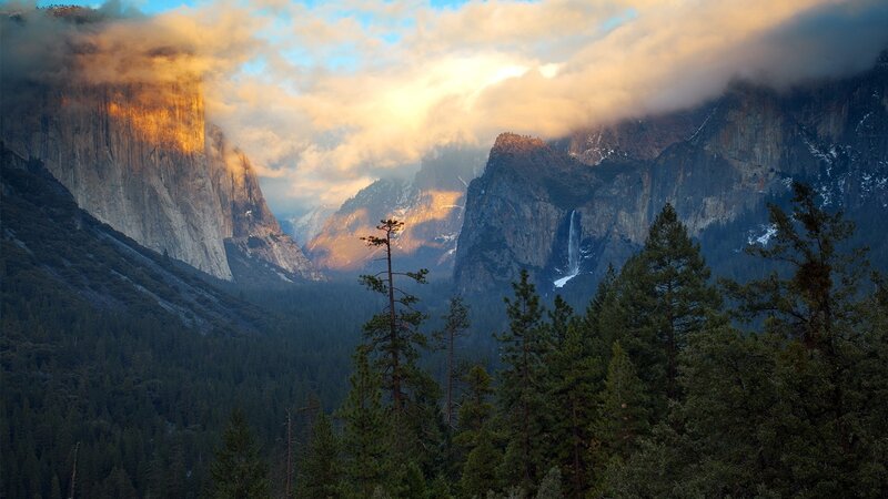Yosemite Valley Landscape — Green, Dramatic, Sunrise, Photograph