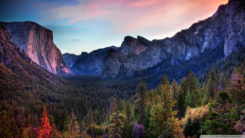 Yosemite Valley Landscape — Green, Dramatic, Sunset, Photograph, Mountains, Forest