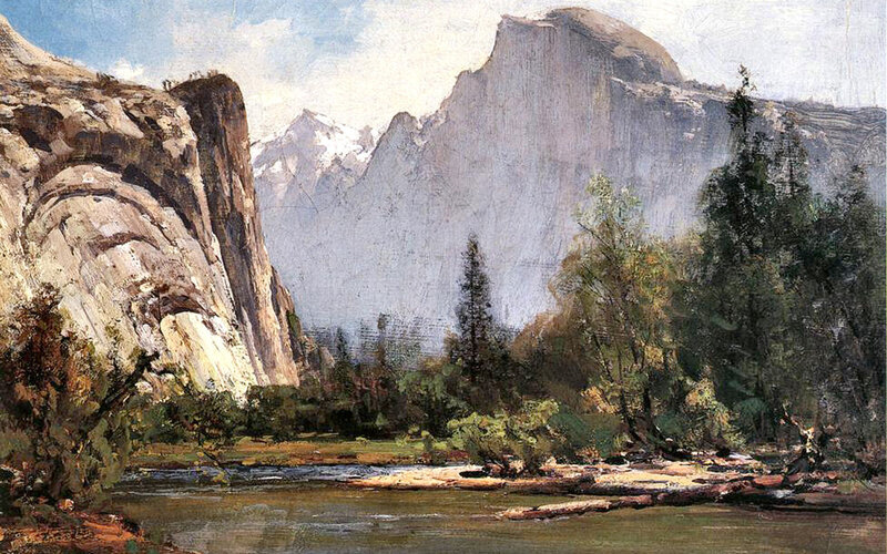 Yosemite Valley Landscape — Green, Serene, Afternoon, Painting