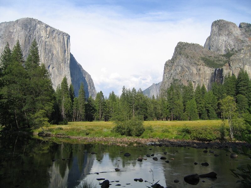Yosemite Valley Landscape — Green, Serene, Afternoon, Photograph, River