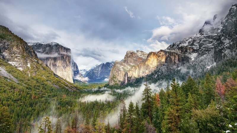 Yosemite Valley Landscape — Green, Serene, Winter