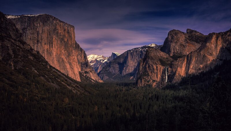 Yosemite Valley Landscape — Purple, Dramatic