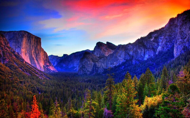 Yosemite Valley Landscape — Red, Dramatic