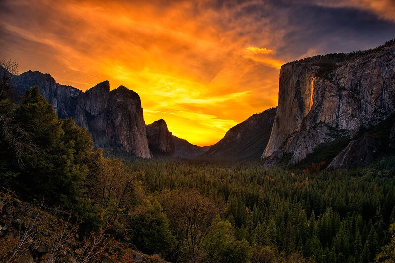 Yosemite Valley Sunset — Orange, Dramatic