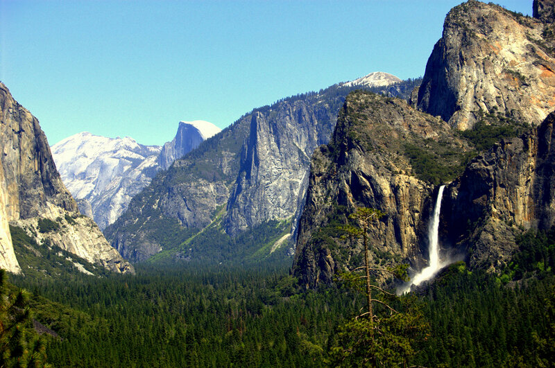 Yosemite Valley with waterfall