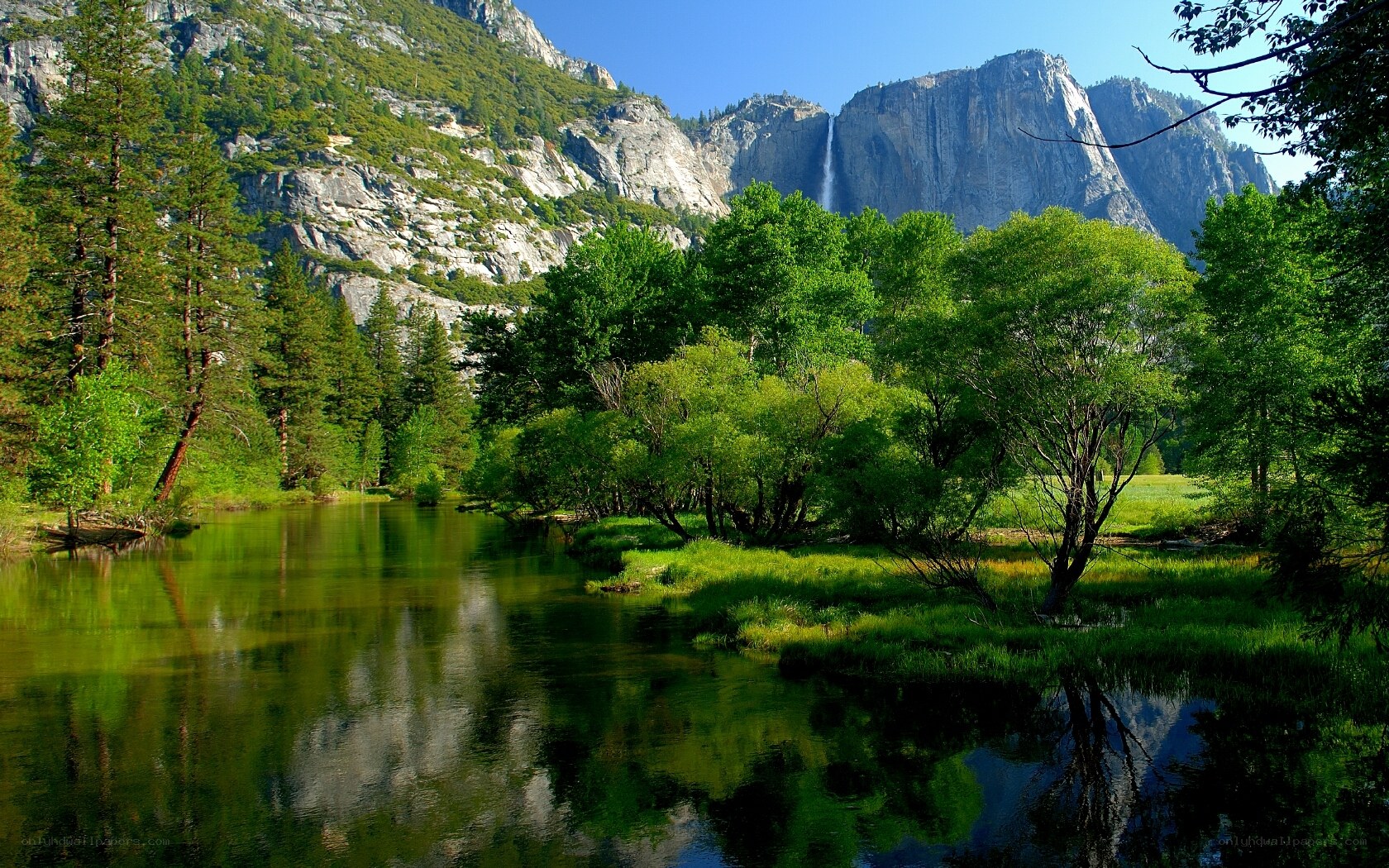 Yosemite waterfall and river