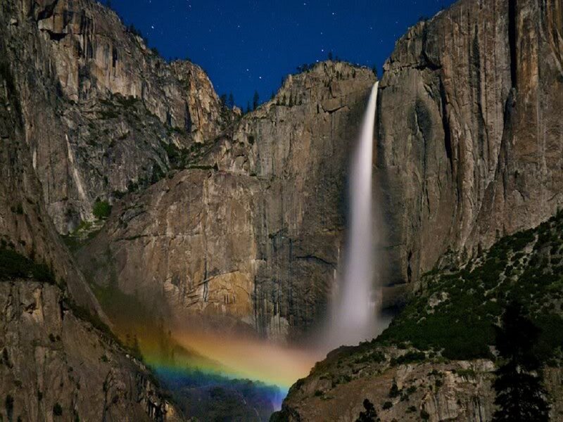 Yosemite Waterfall at Night — Blue