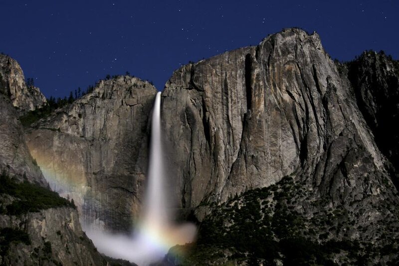 Yosemite waterfall at night