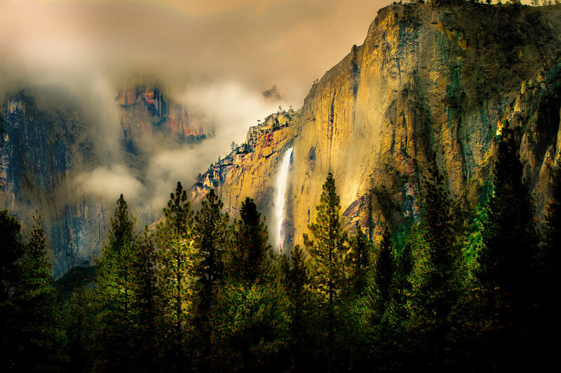Yosemite Waterfall — Green, Dramatic
