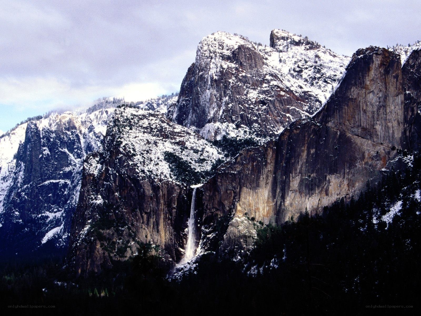 Yosemite waterfall in winter