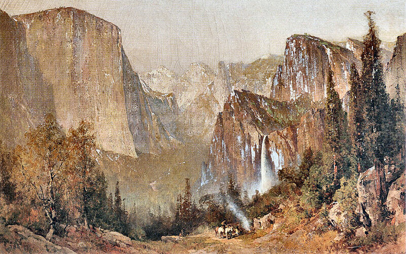 Yosemite Waterfall Landscape — Brown