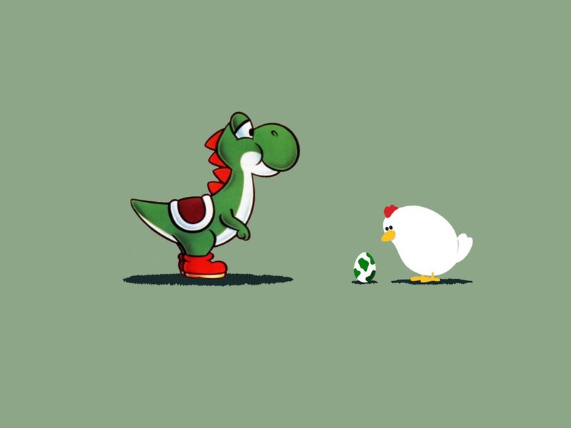 Yoshi and a chicken